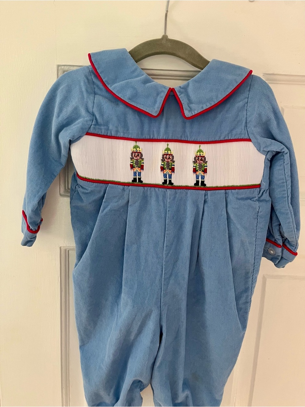 Light Blue Smocked Nutcracker Baby One-Piece